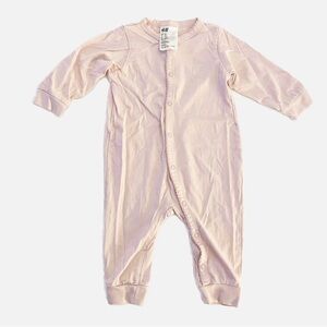 H&M Baby Pink Long Sleeve Button Front Jumpsuit - 4-6 Months
